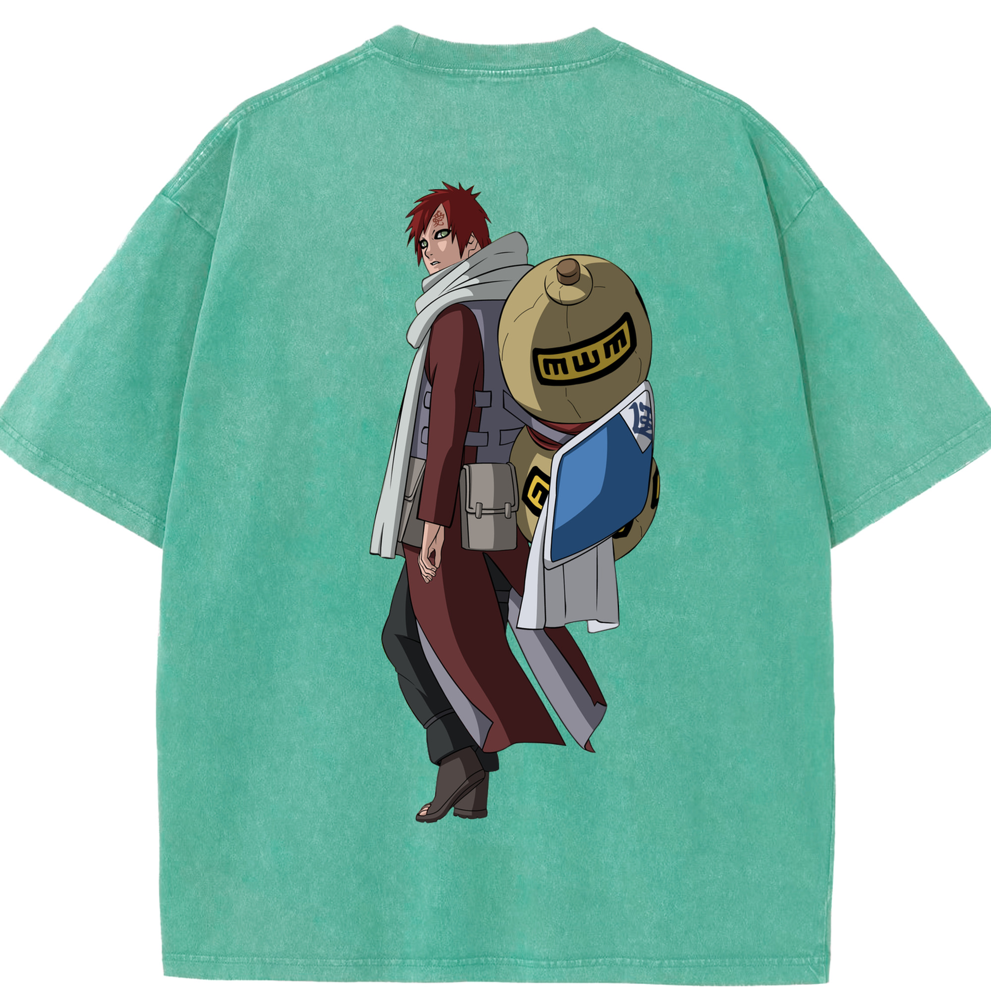 （画像用） NARUTO -ナルト- ガアラ Gaara 綿100% ヴィンテージ風 半袖Tシャツ（背面プリント）